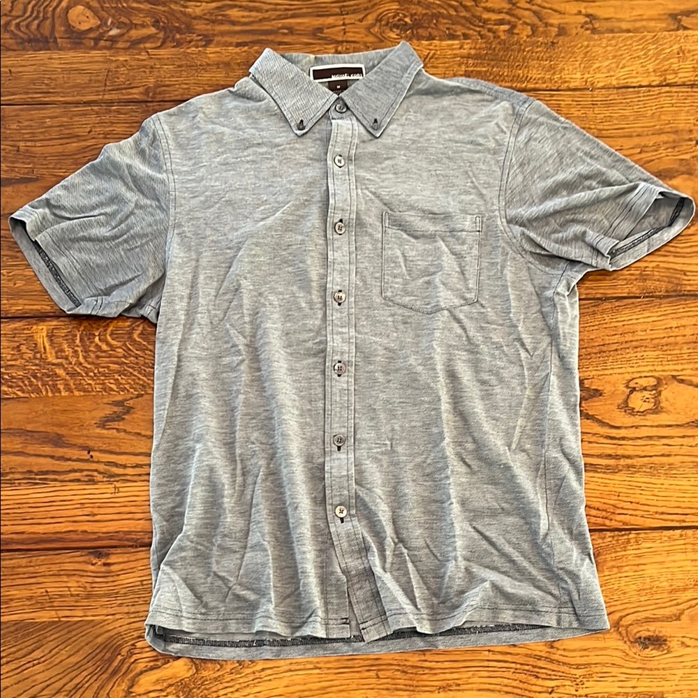 Men's Gray Button-Up Shirt - Medium